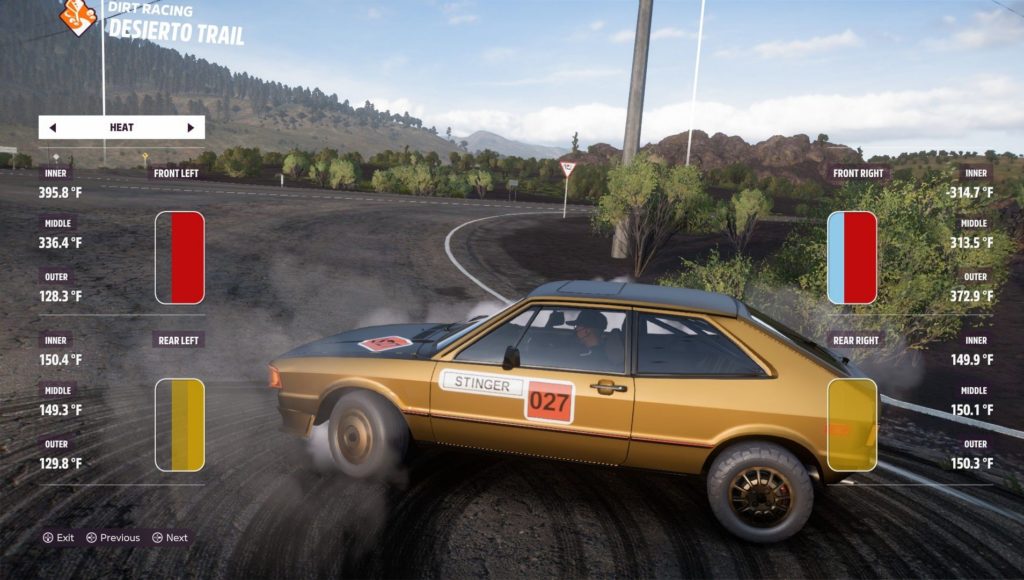 Gold car drifting on a turn in the desert. Image provided by Stinger.