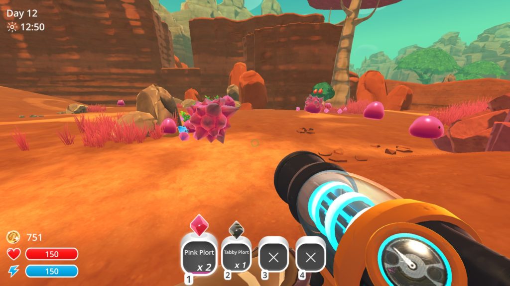 First person view of slimes in the desert. 